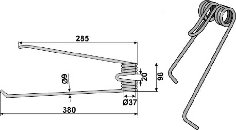 Heuwenderzinken Ø9 - links